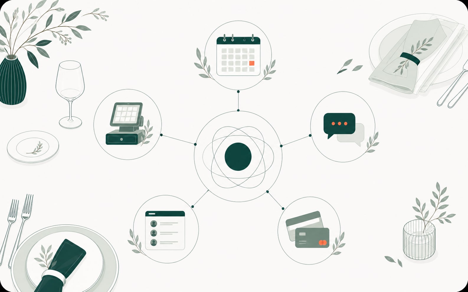 Illustration of the integrations between Kwoot and restaurant tools