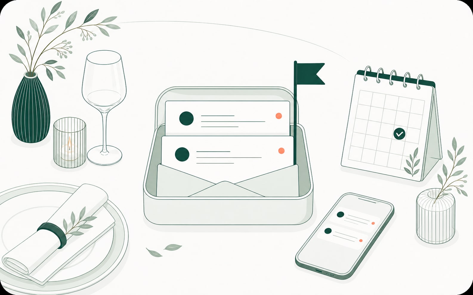 Illustration of customer follow-up for a private event request