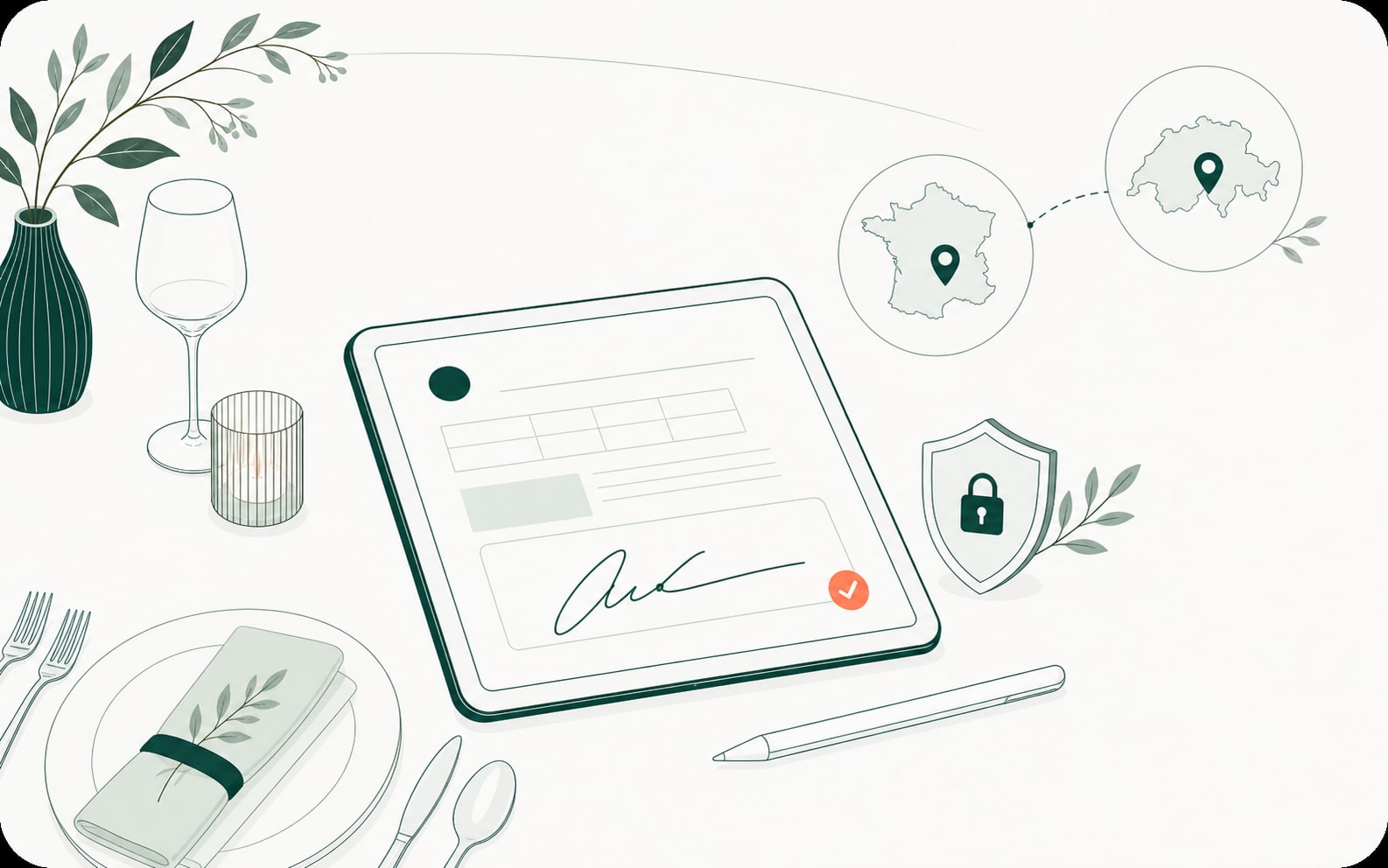 Electronic signature illustration for a restaurant quote