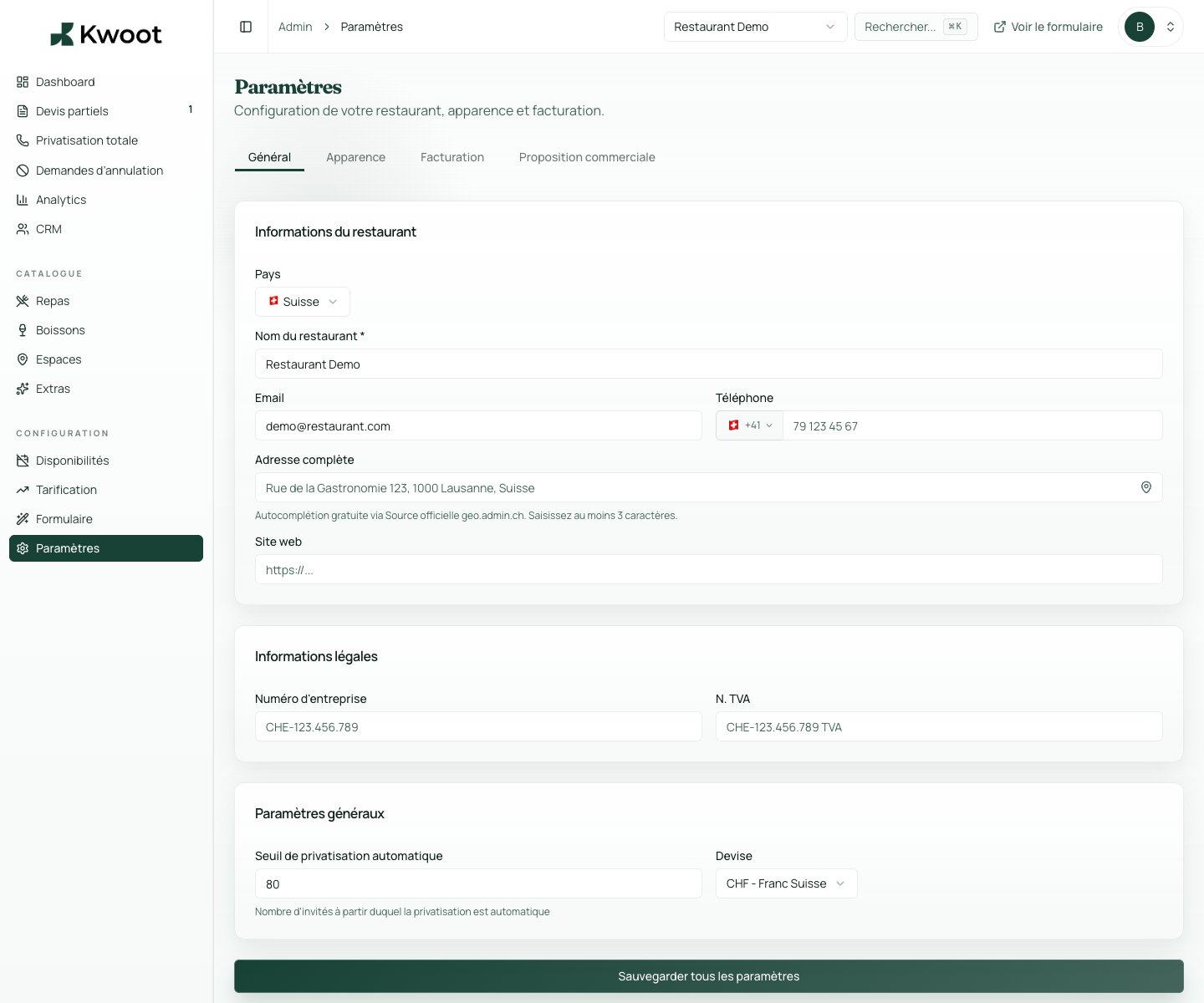 Message settings and personalization in Kwoot