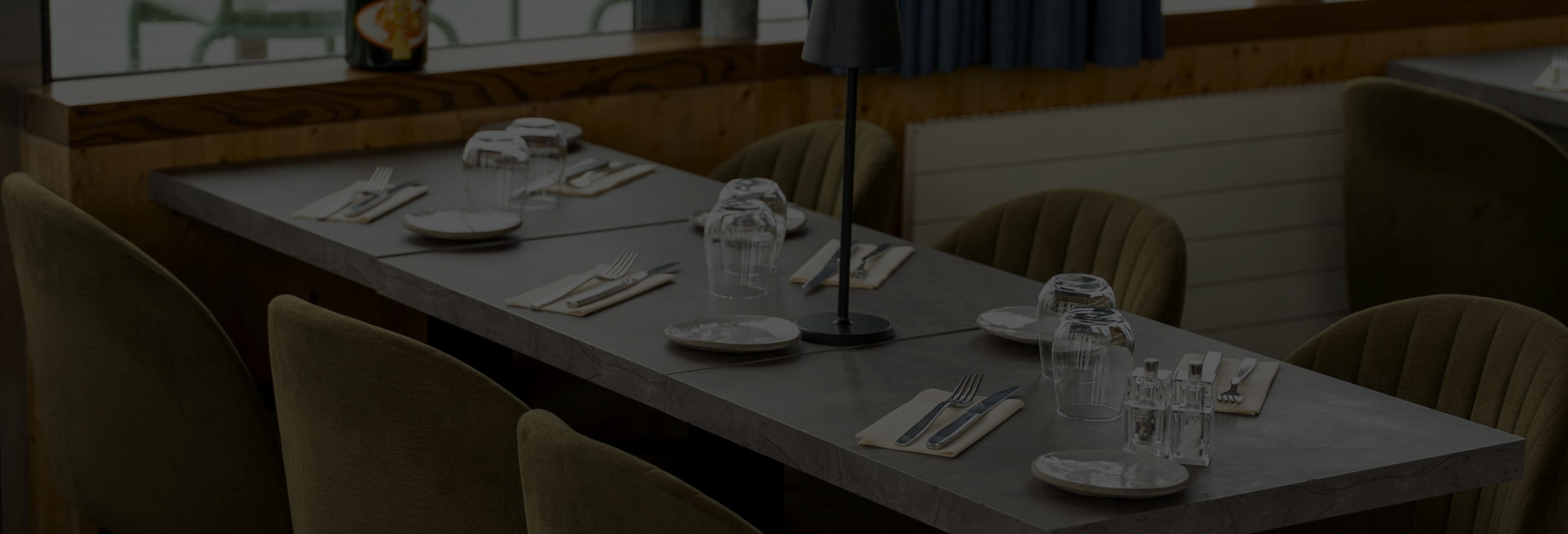 Gourmet restaurant set up for a private event