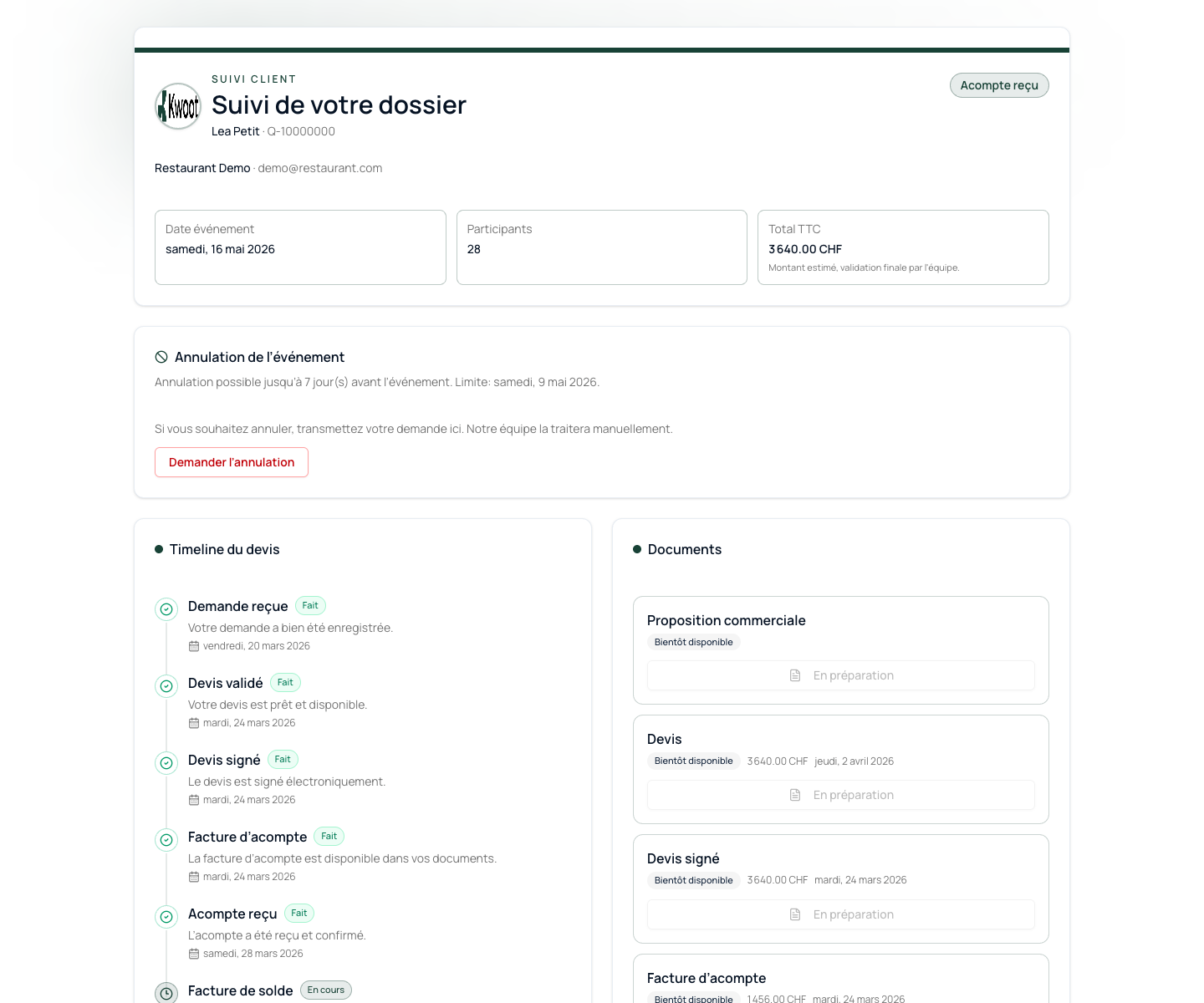 Kwoot Customer Portal