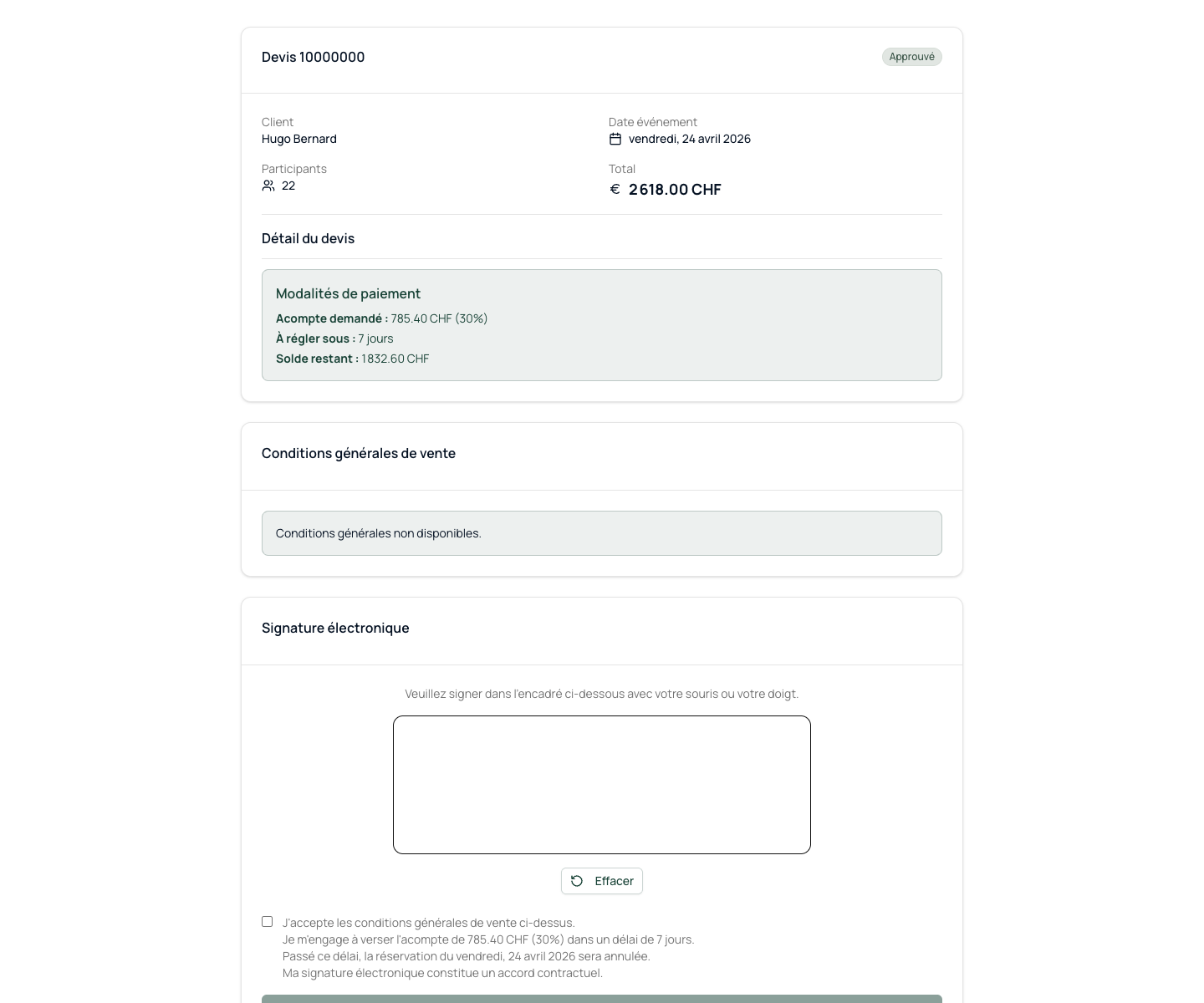 Documents and invoicing generated from Kwoot